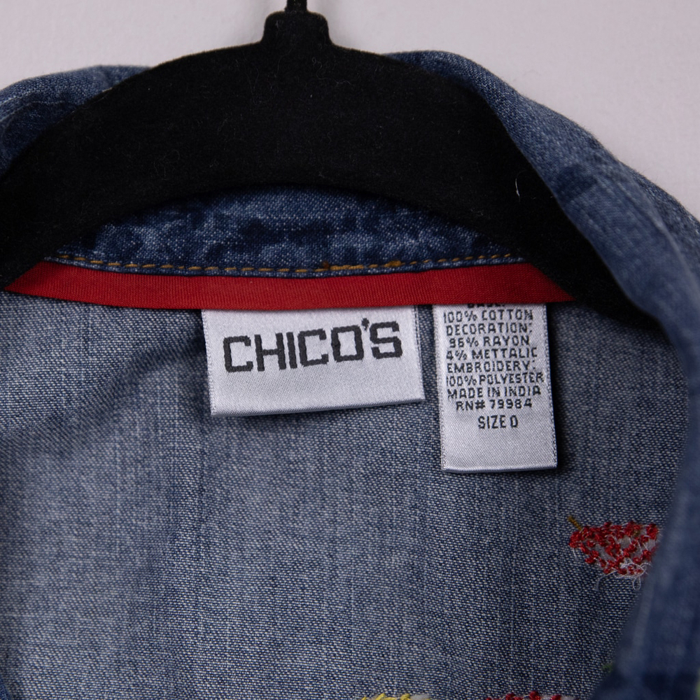 Chico's embroidered denim vest-0 - Picture 4 of 5